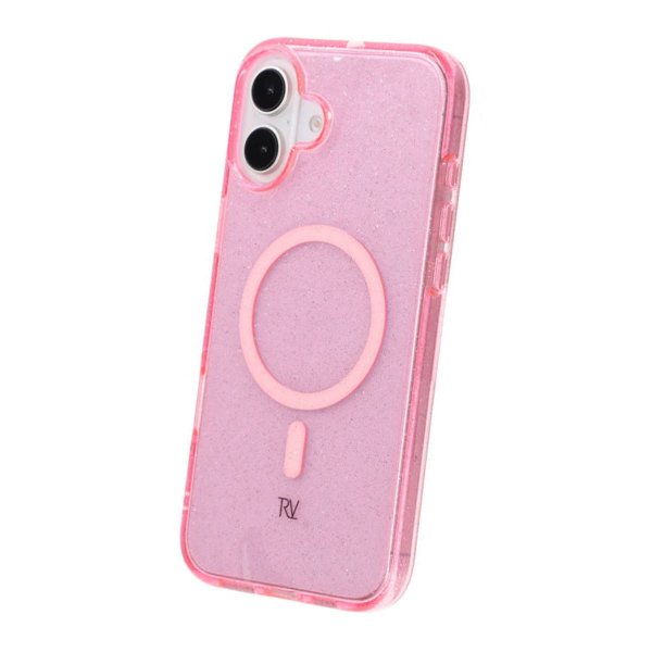 Rvelon iPhone 16 Plus -kuori, glitter, MagSafe, pinkki