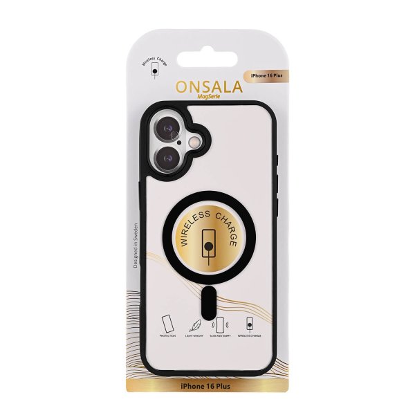 Onsala iPhone 16 Plus -suojakuori Bumper MagSeries läpinäkyvä musta