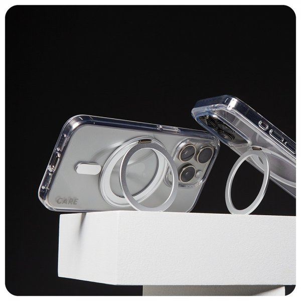 CARE by PanzerGlass iPhone 16 Plus -suojakuori Kickstand MagSafe, hopea