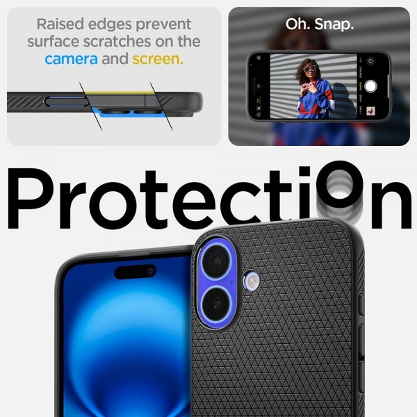 Spigen iPhone 16 Plus Kuori Liquid Air Mattamusta