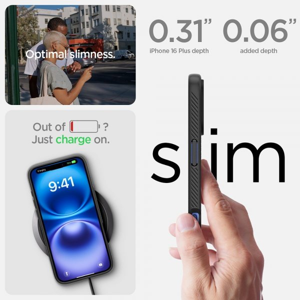 Spigen iPhone 16 Plus Kuori Liquid Air Mattamusta