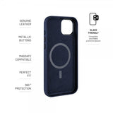 Kiinteä iPhone 16 Plus -suojakotelo MagLeather, sininen