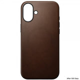 Nomad iPhone 16 Plus -suojakuori Modern Leather Case, ruskea
