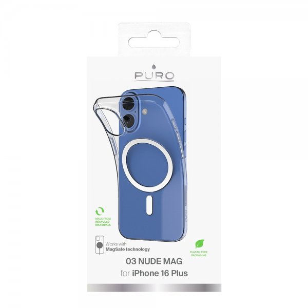 Puro iPhone 16 Plus -suojakuori Nude Mag läpinäkyvä