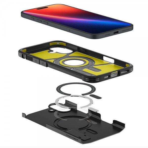 Spigen iPhone 16 Plus -suojakuori Tough Armor MagFit, musta