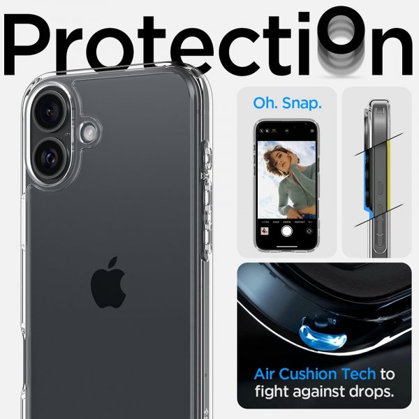 Spigen iPhone 16 Plus -suojakuori, Ultra Hybrid, Crystal Clear