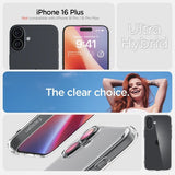 Spigen iPhone 16 Plus -suojakuori, Ultra Hybrid, Crystal Clear