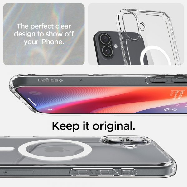 Spigen iPhone 16 Plus -suojakuori Ultra Hybrid MagFit, valkoinen