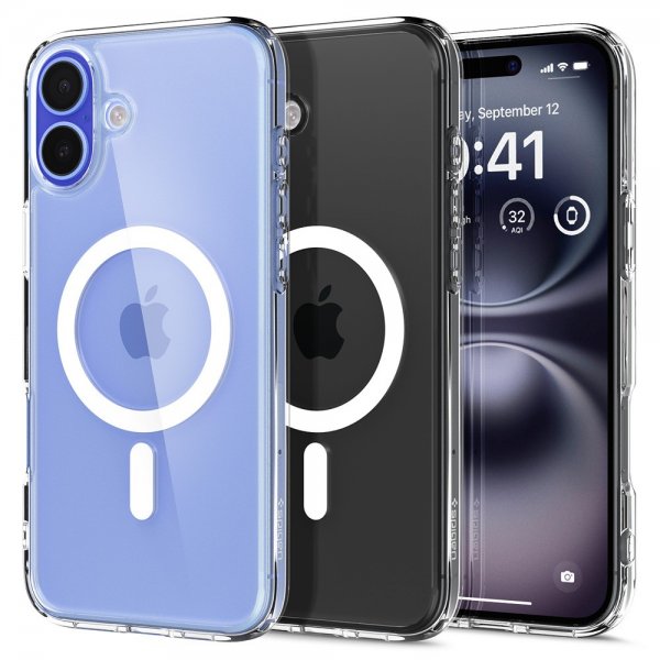 Spigen iPhone 16 Plus -suojakuori Ultra Hybrid MagFit, valkoinen