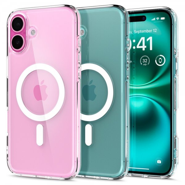 Spigen iPhone 16 Plus -suojakuori Ultra Hybrid MagFit, valkoinen