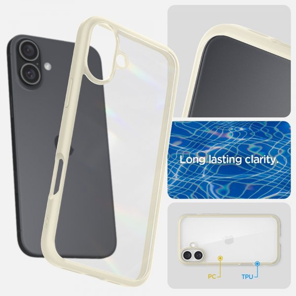 Spigen iPhone 16 Plus -suojakuori Ultra Hybrid Mute Beige