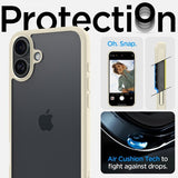 Spigen iPhone 16 Plus -suojakuori Ultra Hybrid Mute Beige