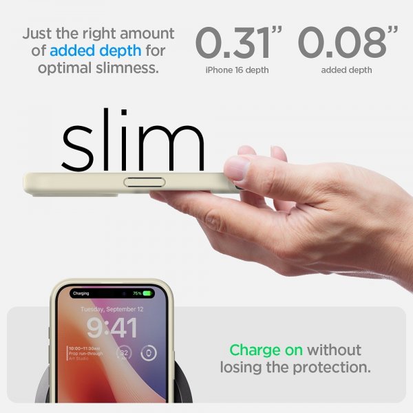 Spigen iPhone 16 Plus -suojakuori Ultra Hybrid Mute Beige