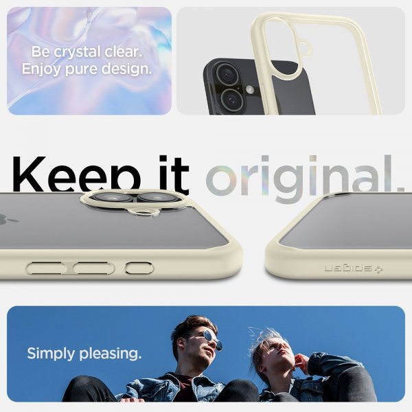 Spigen iPhone 16 Plus -suojakuori Ultra Hybrid Mute Beige