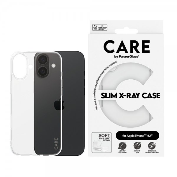 CARE by PanzerGlass iPhone 16 Plus -suojakuori X-Ray läpinäkyvä
