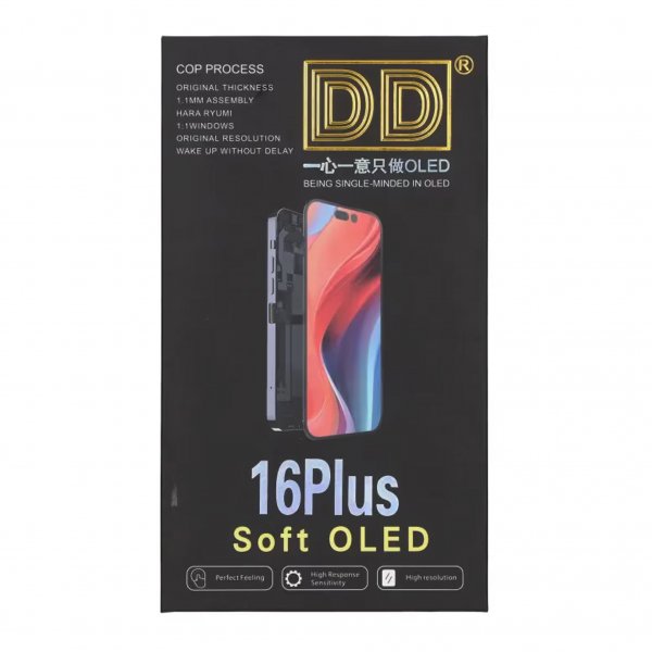 iPhone 16 Plus Soft OLED-näyttö, korkealaatuinen, musta (DD-merkki)