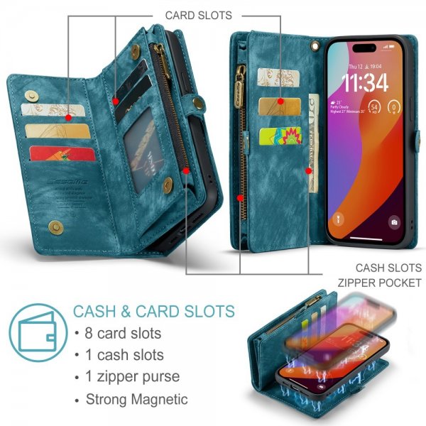 CaseMe iPhone 16 Pro Fodral 008 Series Irrotettava Kuori Sininen