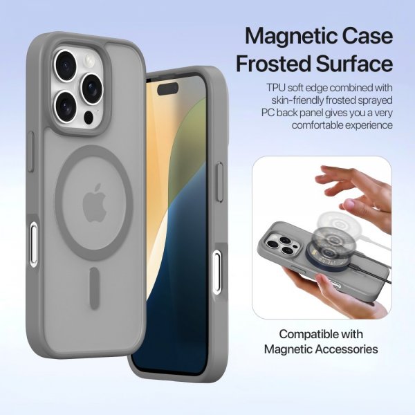 Dux Ducis iPhone 16 Pro -kuoret 2-in-1 Lawa Series MagSafe harmaa
