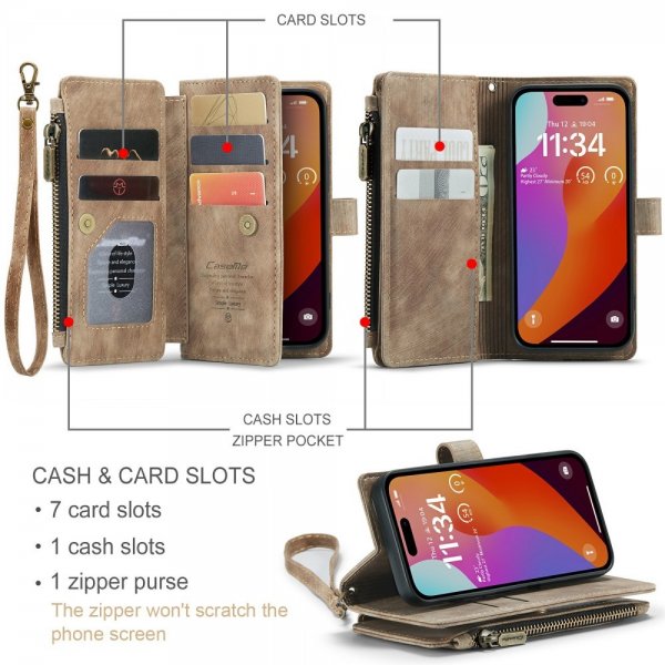 CaseMe iPhone 16 Pro -suojakuori C30-sarja Ruskea