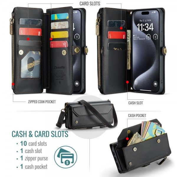 CaseMe iPhone 16 Pro C36 Series -suojakotelo, musta