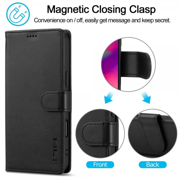 Lc.Imeeke iPhone 16 Pro -kotelo korttipaikalla, jalustatoiminnolla, musta