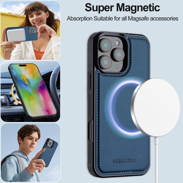 Lc.Imeeke iPhone 16 Pro -kotelo irrotettavalla kuorella L2 Series MagSafe sininen