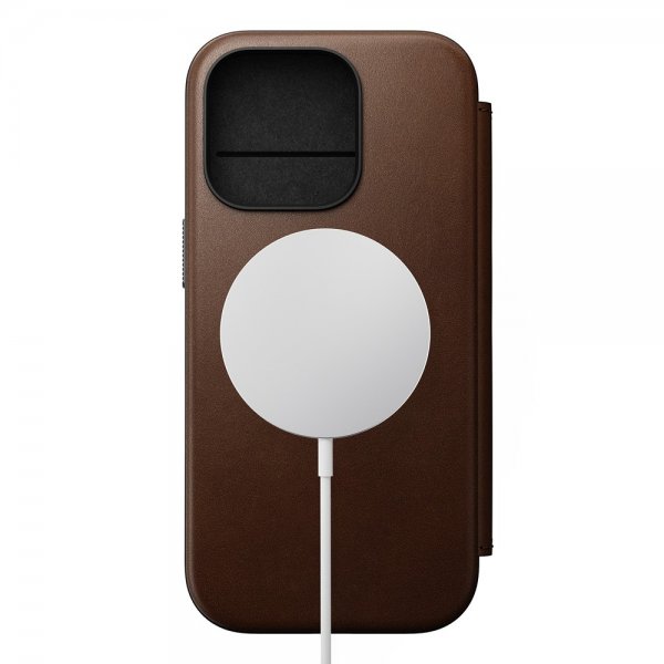 Nomad iPhone 16 Pro -suojakuori Modern Leather Folio, ruskea