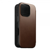 Nomad iPhone 16 Pro -suojakuori Modern Leather Folio, ruskea