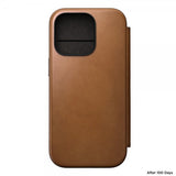 Nomad iPhone 16 Pro -suojakuori Modern Leather Folio, English Tan