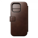 Nomad iPhone 16 Pro -suojakuori Modern Leather Folio Horween Rustic Brown