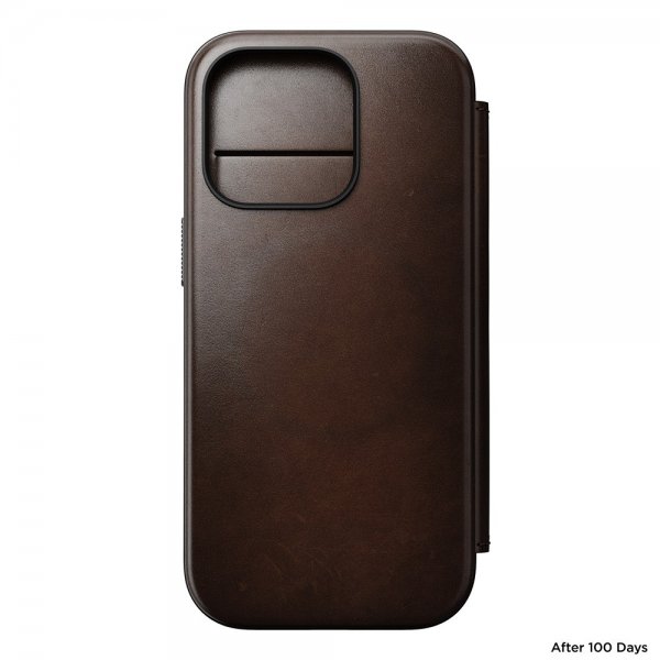 Nomad iPhone 16 Pro -suojakuori Modern Leather Folio Horween Rustic Brown