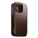 Nomad iPhone 16 Pro -suojakuori Modern Leather Folio Horween Rustic Brown