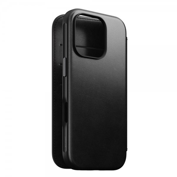 Nomad iPhone 16 Pro Fodral Modern Leather Folio Horween Musta