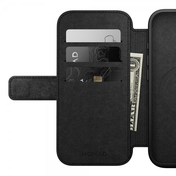 Nomad iPhone 16 Pro -kotelo Modern Leather Folio, musta