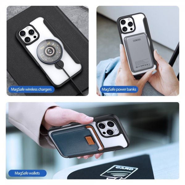 Dux Ducis iPhone 16 Pro -kuori Skin X Pro Series Kickstand MagSafe, musta