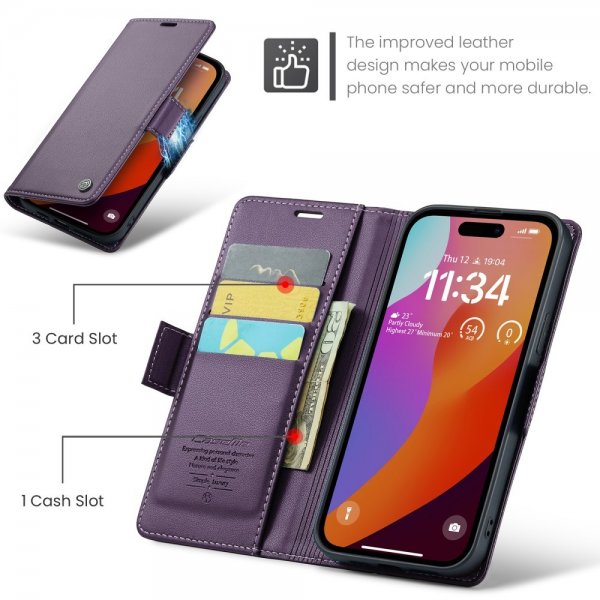 CaseMe iPhone 16 Pro Max -suojakotelo 023-sarja, violetti