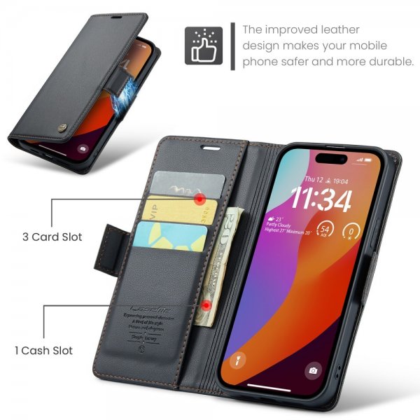 CaseMe iPhone 16 Pro Max -suojakotelo, 023 Series, musta