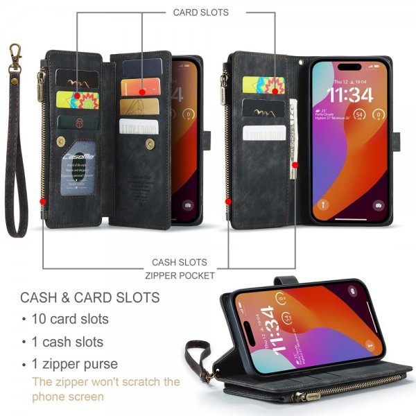 CaseMe iPhone 16 Pro Max C30 -sarjan suojakotelo, musta
