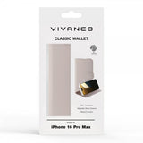 Vivanco iPhone 16 Pro Max -suojakotelo Classic Wallet Greige