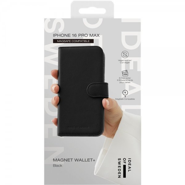 Ideal of Sweden iPhone 16 Pro Max Kuori Magnet Wallet+ MagSafe Musta