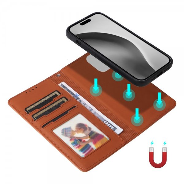 Betopnice iPhone 16 Pro Max -kotelo irrotettavalla kuorella 005 Ruskea