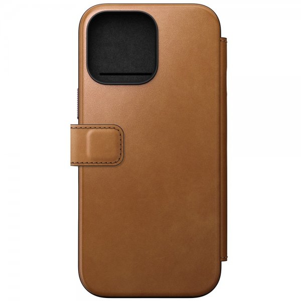 Nomad iPhone 16 Pro Max Modern Leather Folio -suojakotelo, English Tan
