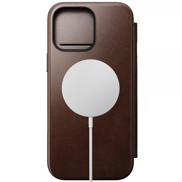 Nomad iPhone 16 Pro Max -kotelo, Modern Leather Folio, Horween Rustic Brown