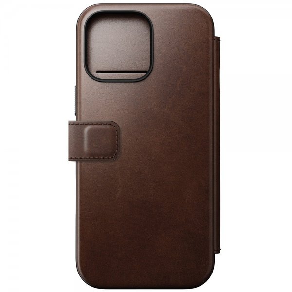 Nomad iPhone 16 Pro Max -kotelo, Modern Leather Folio, Horween Rustic Brown