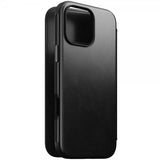 Nomad iPhone 16 Pro Max -kotelo, Modern Leather Folio, Horween, musta
