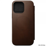 Nomad iPhone 16 Pro Max Modern Leather Folio -kotelo, ruskea