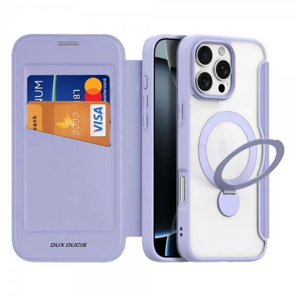 Dux Ducis iPhone 16 Pro Max -suojakuori Skin X Pro Series Kickstand MagSafe Violetti