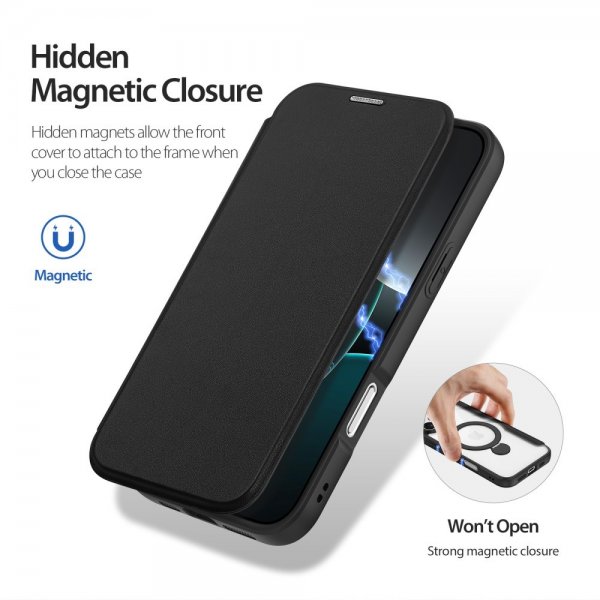 Dux Ducis iPhone 16 Pro Max -kotelo Skin X Pro Series Kickstand MagSafe, musta