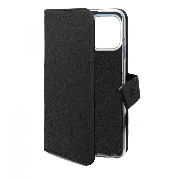Celly iPhone 16 Pro Max -suojakotelo Wally Wallet Case, musta
