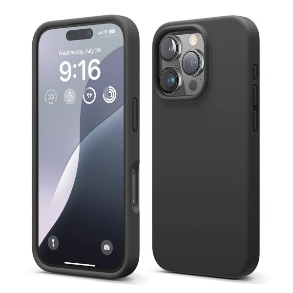 Rvelon iPhone 16 Pro Max Kuori Silikoni Musta